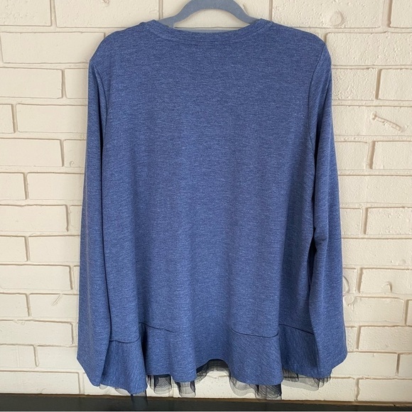 LOGO Lounge Tunic Women’s Oversized Tiered Ruffle Hem Long Sleeve Blouse Top XL - Picture 4 of 7